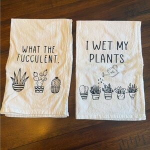Funny Pun Print Kitchen Towels - Set of 2 - Black on Cream